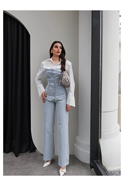 ESRAHELVACI Strapless Sets with Gold Buttons