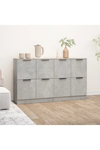 Concept Servante, 2 buc., gri beton, 60x30x70 cm, lemn prelucrat