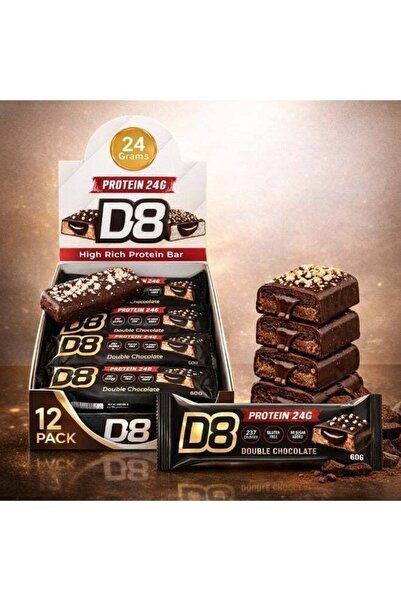 D8 لوح بروتين مزدوج بالشوكولاتة | ٢٤ غرام بروتين لكل لوح | بدون إضافة سكر، خا...