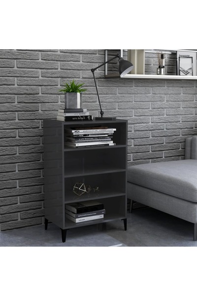 Concept Μπουφές, γυαλιστερό γκρι, 57x35x90 cm, μοριοσανίδα