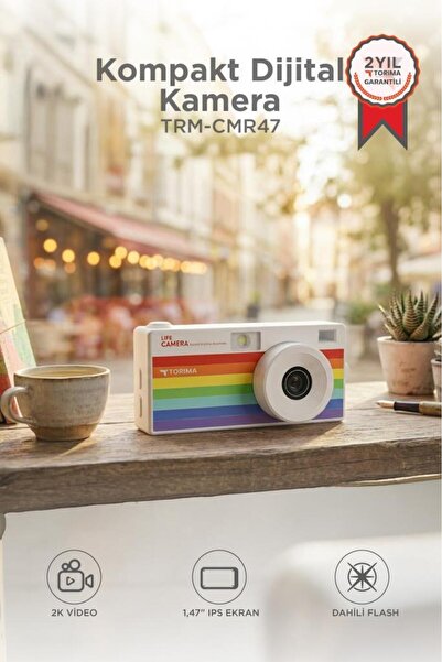 Life Dijital Kamera Selfie Video Vlog Kamerası Mini Fotoğraf Makinesi CMR47 Beyaz