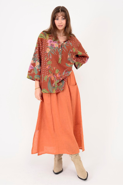 Park Moda 30889 ΦΟΥΣΤΑ ΜΕ ΛΕΠΤΟΜΕΡΕΙΑ ΤΣΕΠΗΣ ΜΕ ΑΓΚΡΑΦΑ Λινό