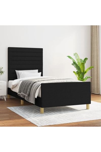 Concept Cadru de pat cu tăblie, negru, 90x200 cm, textil