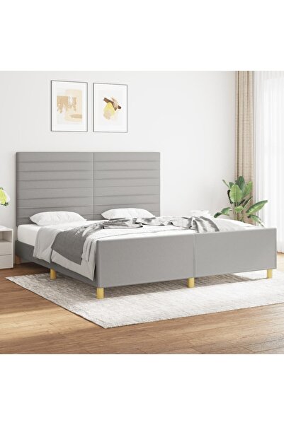 Concept Cadru de pat cu tăblie, gri deschis, 180x200 cm, textil