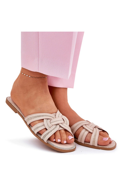 BOTO Women's Flat Sandals With Intertwining Straps Beige Acimine 38