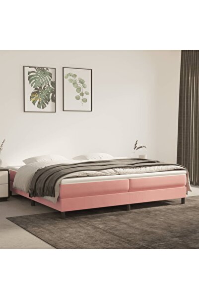 Concept Cadru de pat box spring, roz, 200x200 cm, catifea