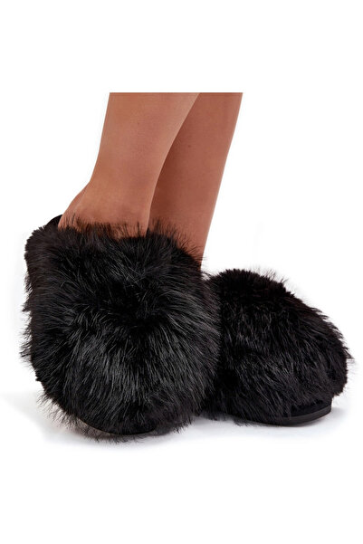BOTO Papuci de damă Furry, negri, Iseline, 39