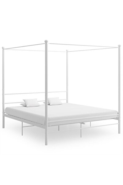 Concept Σκελετός κρεβατιού με ουρανό, λευκό, 180x200 cm, μεταλλικός