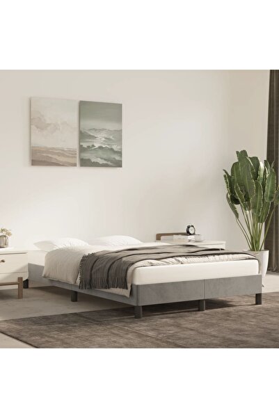 Concept Cadru de pat, gri deschis, 120x200 cm, catifea