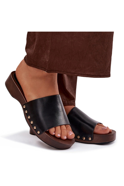 BOTO Women's Slippers with Gold Studs Black Terissa 37