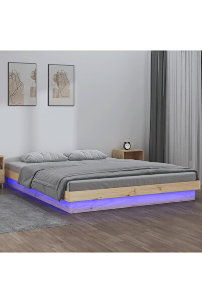 Concept Σκελετός κρεβατιού με LED, 140x190 cm, μασίφ ξύλο