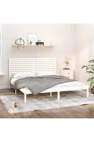 Concept Cadru de pat Super King 6FT, alb, 180x200 cm, lemn masiv