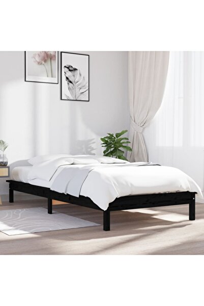 Concept Σκελετός κρεβατιού, μαύρο, 90x200 cm, μασίφ ξύλο πεύκου