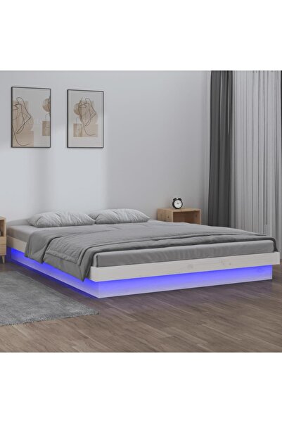 Concept Σκελετός Διπλό κρεβατιού 4FT6 με LED, 135x190 cm, μασίφ ξύλο