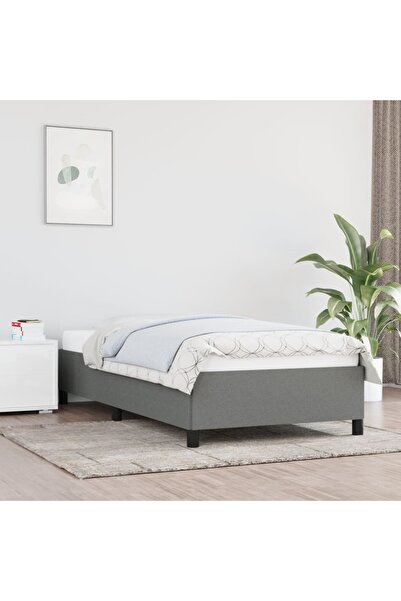 Concept Cadru de pat, gri închis, 90x190 cm, material textil