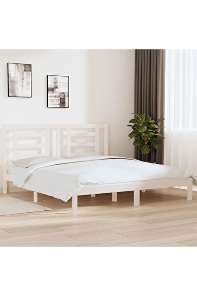 Concept Cadru de pat Super King 6FT, alb, 180x200 cm, lemn masiv