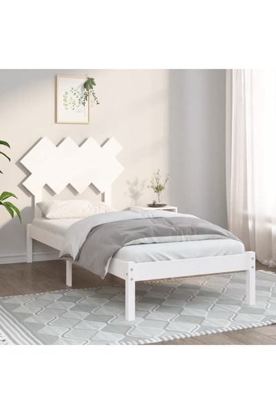 Concept Cadru de pat Single 3FT, alb, 90x190 cm, lemn masiv