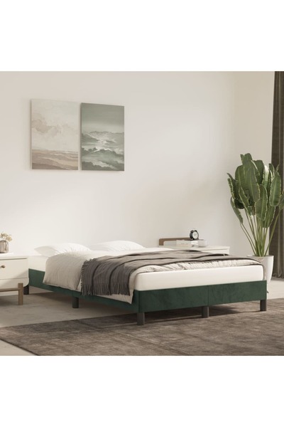 Concept Cadru de pat, verde închis, 120x200 cm, catifea