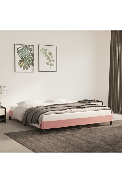 Concept Cadru de pat, roz, 180x200 cm, catifea