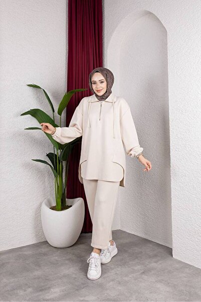 MODAMÜNASİP Premium OYSHO Άνετο και Κομψό Σετ Δύο Τεμαχίων με Υφασμάτινο Παντ...