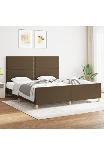 Concept Cadru de pat cu tăblie, maro închis, 180x200 cm, textil