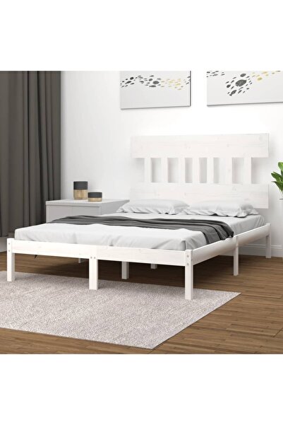 Concept Cadru de pat, alb, 140x200 cm, lemn masiv