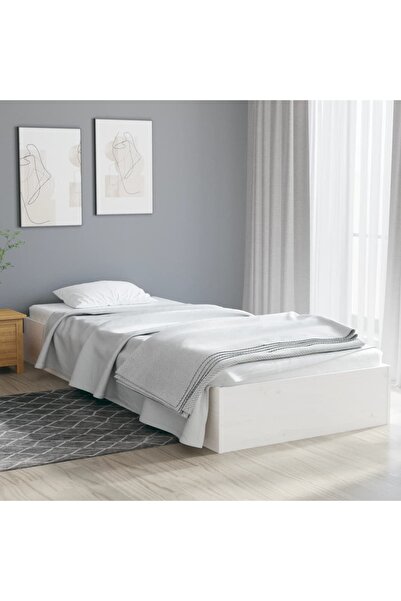 Concept Cadru de pat mic Single 2FT6, alb, 75x190 cm, lemn masiv