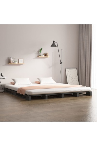Concept Σκελετός κρεβατιού, γκρι, 120x200 εκ., μασίφ ξύλο πεύκου