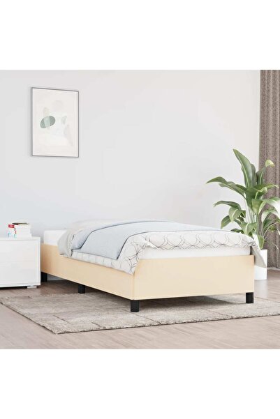 Concept Cadru de pat, crem, 80x200 cm, material textil