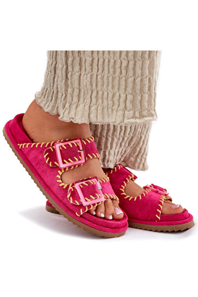 BOTO Papuci de damă cu catarame și garnitură decorativă, fuchsia, Visley 41