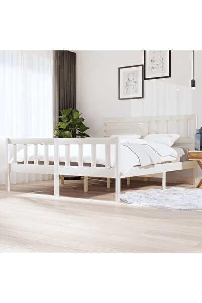 Concept Cadru de pat 6FT Super King, alb, 180x200 cm, lemn masiv