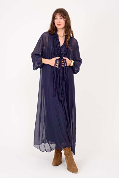Park Moda 7513 COSTELLO FIRFIR DETAYLI UZUN İPEK ELBİSE