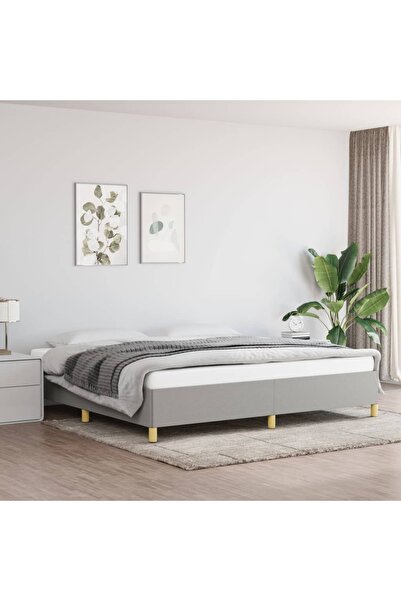 Concept Cadru de pat, gri deschis, 200x200 cm, material textil