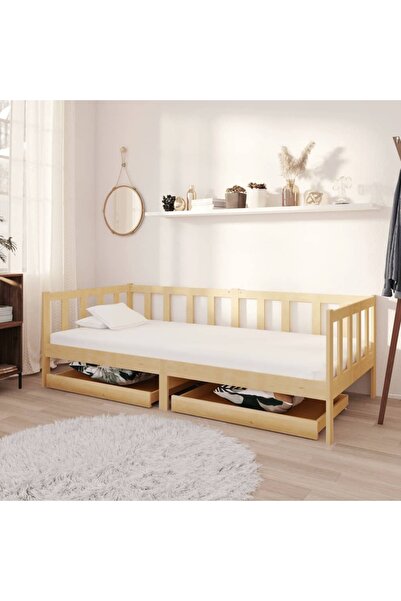 Concept Κρεβάτι ημέρας με συρτάρια, 90x200 εκ., μασίφ ξύλο πεύκου