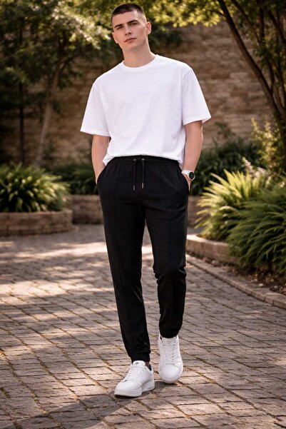 ANATOLIATEKSTILE Men's Casual Pants – Elastic Waist with Drawstring, Comforta...