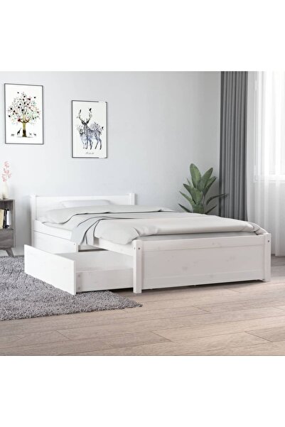 Concept Μονό κρεβάτι Μονό με συρτάρια, λευκό, 90x190 εκ.