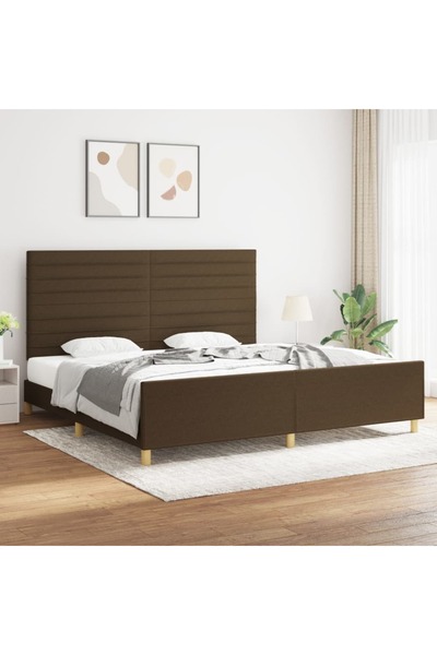 Concept Σκελετός κρεβατιού με κεφαλάρι, σκούρο καφέ, 200x200 cm, ύφασμα