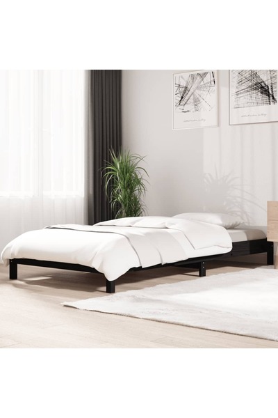 Concept Στοιβαζόμενο κρεβάτι, μαύρο, 75x190 cm, μασίφ ξύλο πεύκου