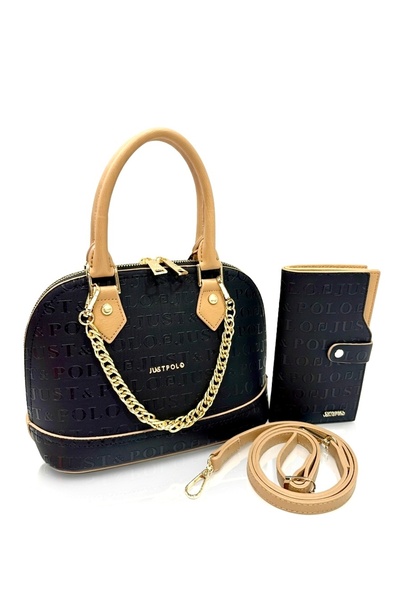 Just Polo Women's Chain Detail Stylish Handbag & Shoulder Bag and Wallet Set ...