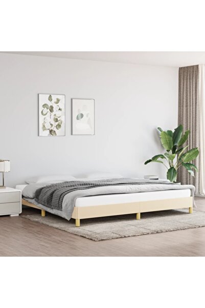 Concept Σκελετός κρεβατιού, κρεμ, 200x200 εκ., ύφασμα