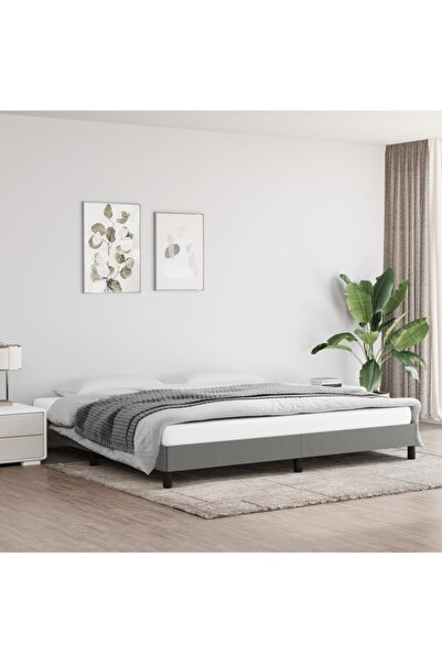 Concept Cadru de pat, gri închis, 200x200 cm, material textil