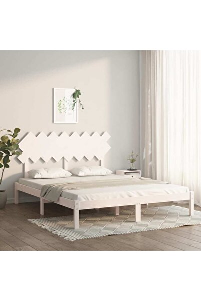 Concept Σκελετός κρεβατιού, λευκό, 160x200 cm, μασίφ ξύλο