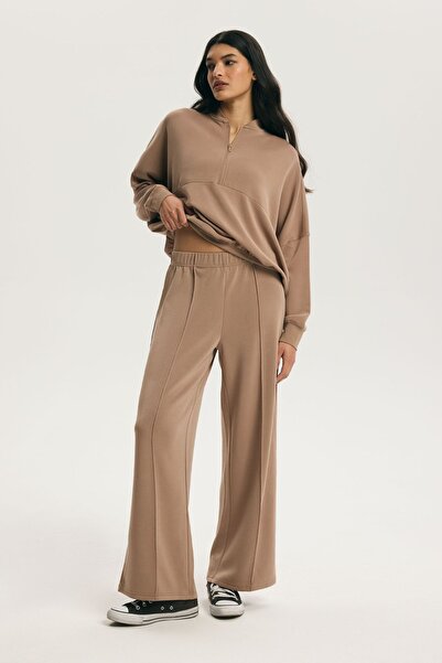 ESOTIQ Women's Sweatpants Loungewear Trousers Wide Leg Vertical Seam Detailin...