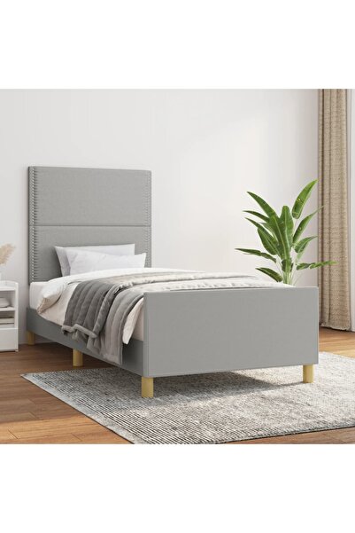 Concept Cadru de pat cu tăblie, gri deschis, 100x200 cm, textil