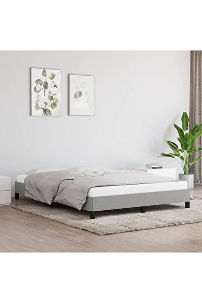 Concept Cadru de pat, gri deschis, 140x200 cm, material textil