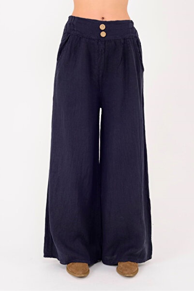 Park Moda 9961 Button Detailed Linen Pants