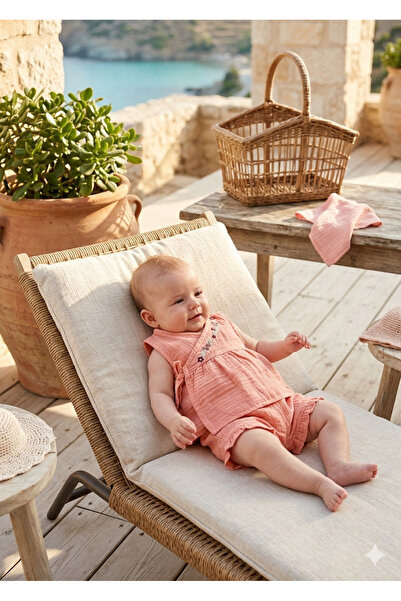 CemBebe Baby Girl Summer Orange Muslin Set