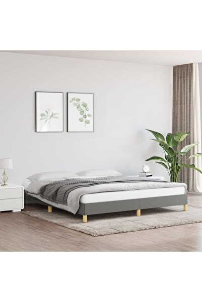 Concept Cadru de pat, gri închis, 180 x 200 cm, material textil