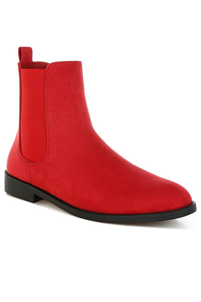 london Rag Women's Low Block Heel Chelsea Boots In Red