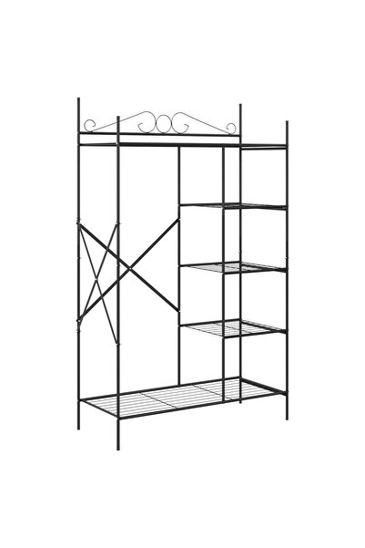 vidaxl Open Cabinet with Shelf Black 104.5 x 45 x 172 cm Steel